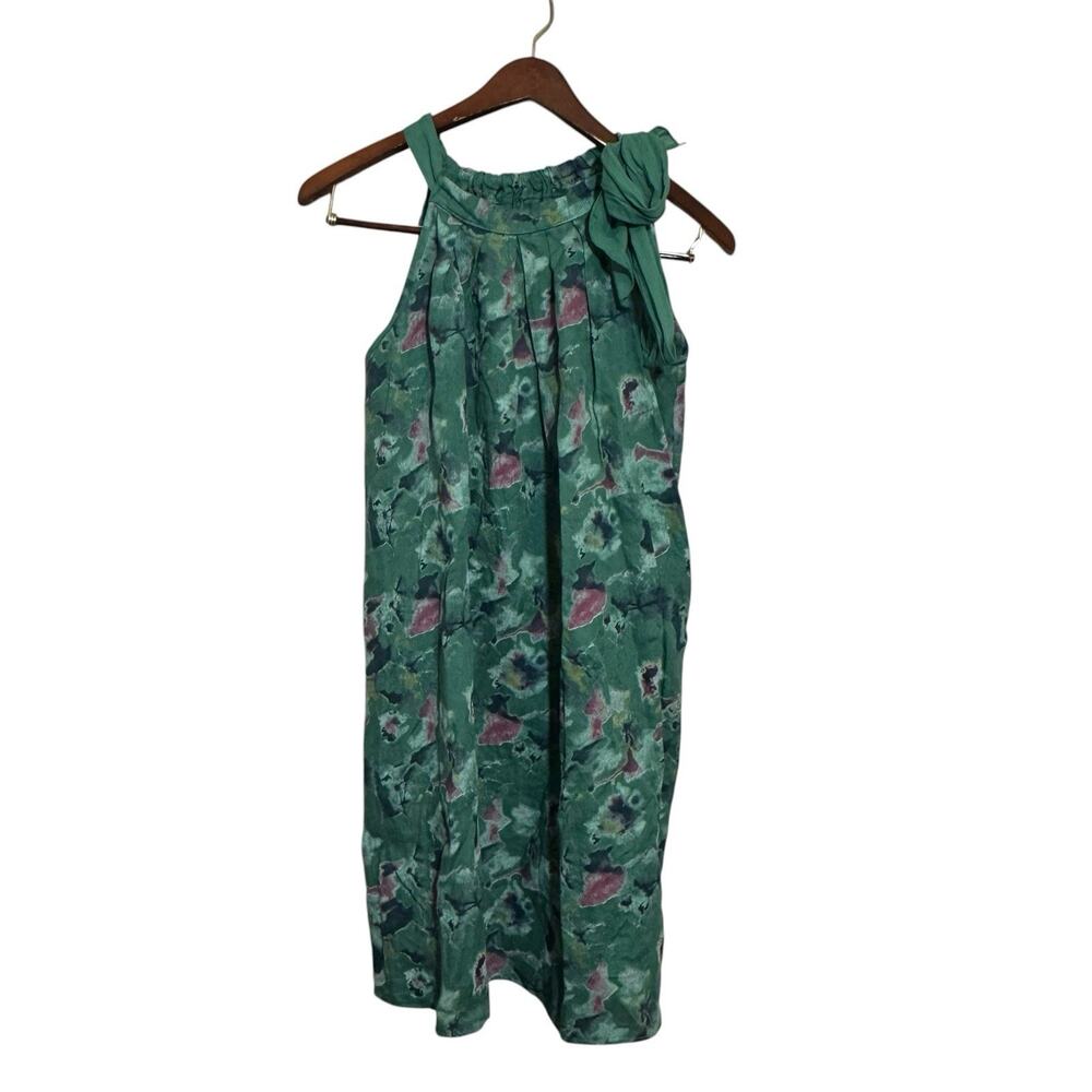 Bellambra Linen Dress Medium Floral Watercolor Summer Vacation Coastal Italy